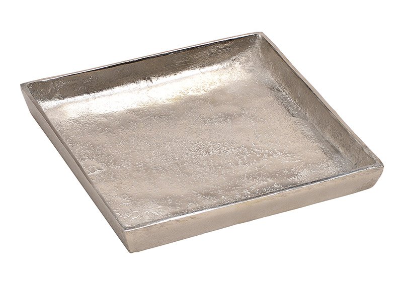 Tray aluminium silver 20x2x20cm