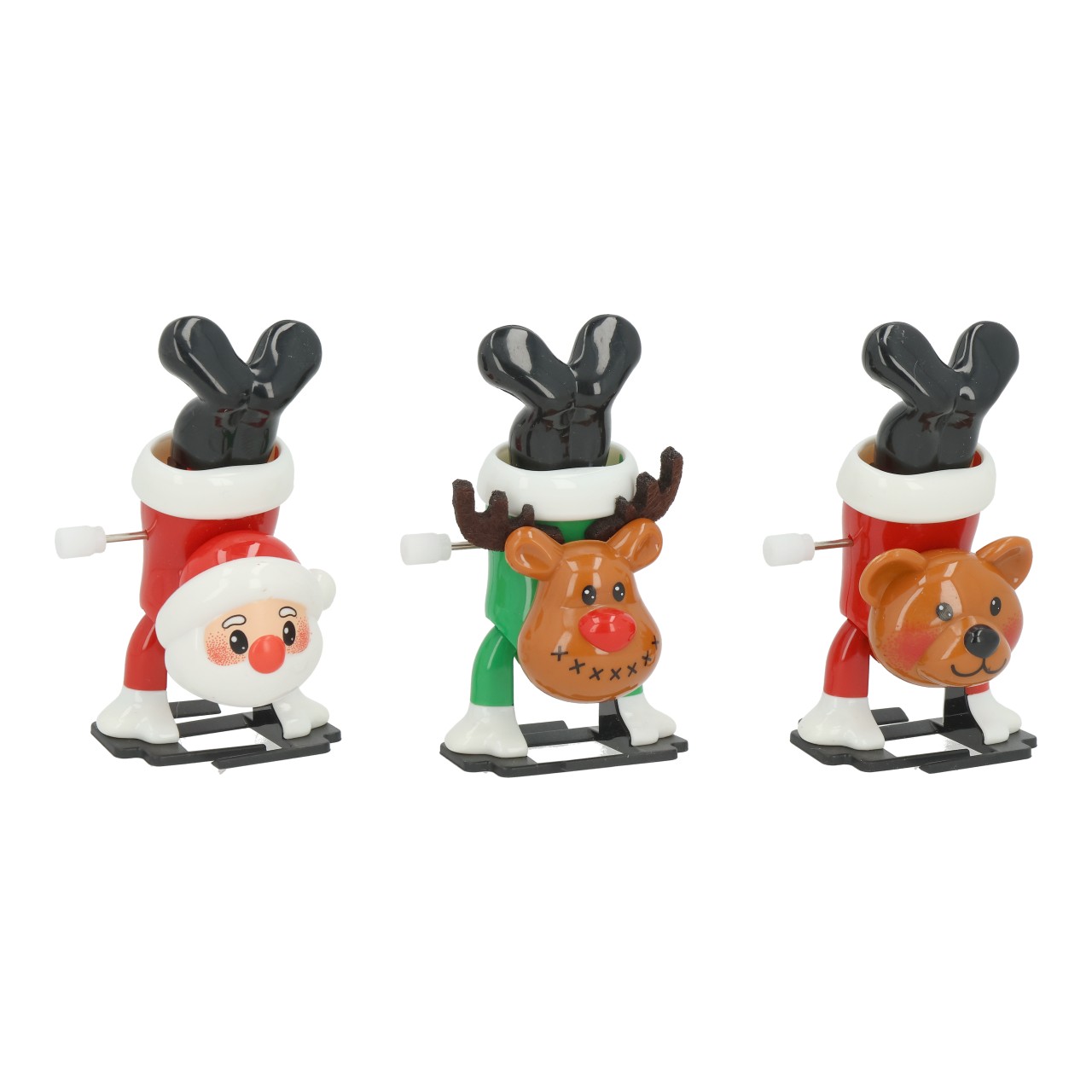Aufziehfigur Weihnachten, Santa, Elch, Bär aus Kunststoff Bunt 3-fach sortiert (B/H/T) 4,1x7,5x2,5cm Aufziehfigur Weihnachten, Santa, Elch, Bär aus Kunststoff Bunt 3-fach sortiert (B/H/T) 4,1x7,5x2,5cm