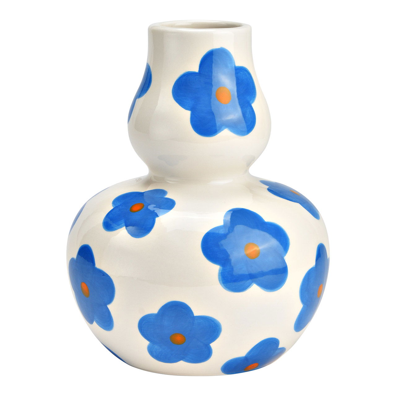 Vase Blumen Dekor aus Keramik, Blau/Weiß (B/H/T) 13x16x13cm