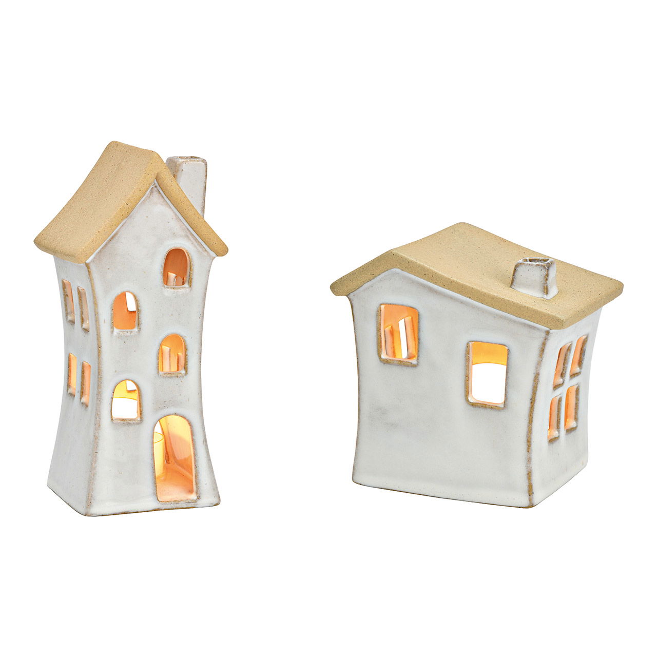 Windlicht Haus aus Steingut weiß 2-fach, (B/H/T) 7x17x7cm 11x11x8cm Windlicht Haus aus Steingut weiß 2-fach, (B/H/T) 7x17x7cm 11x11x8cm