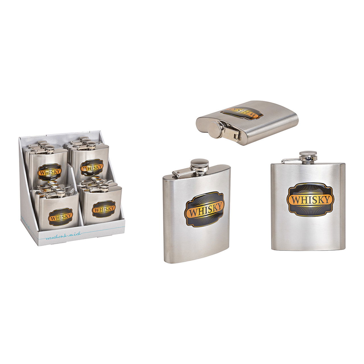 Fiaschetta da whisky in acciaio inox argento (L/H/D) 9x12x3cm, 200ml Erste Hilfe