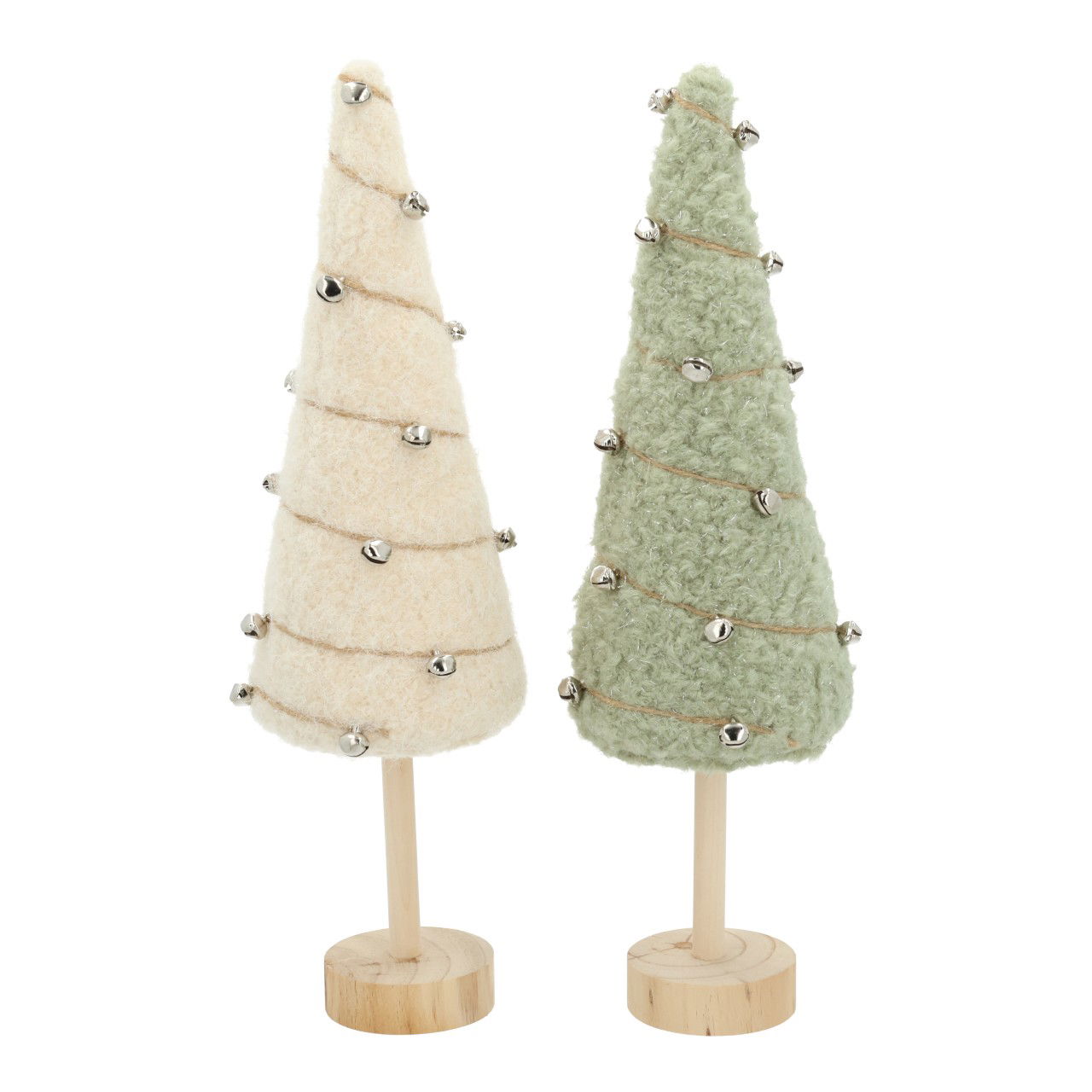 Sapin avec cloches en textile Vert 2 fois assorti (L/H/P) 10x37x10cm Weihnachten, Weihnachtsdekorationen, Festival