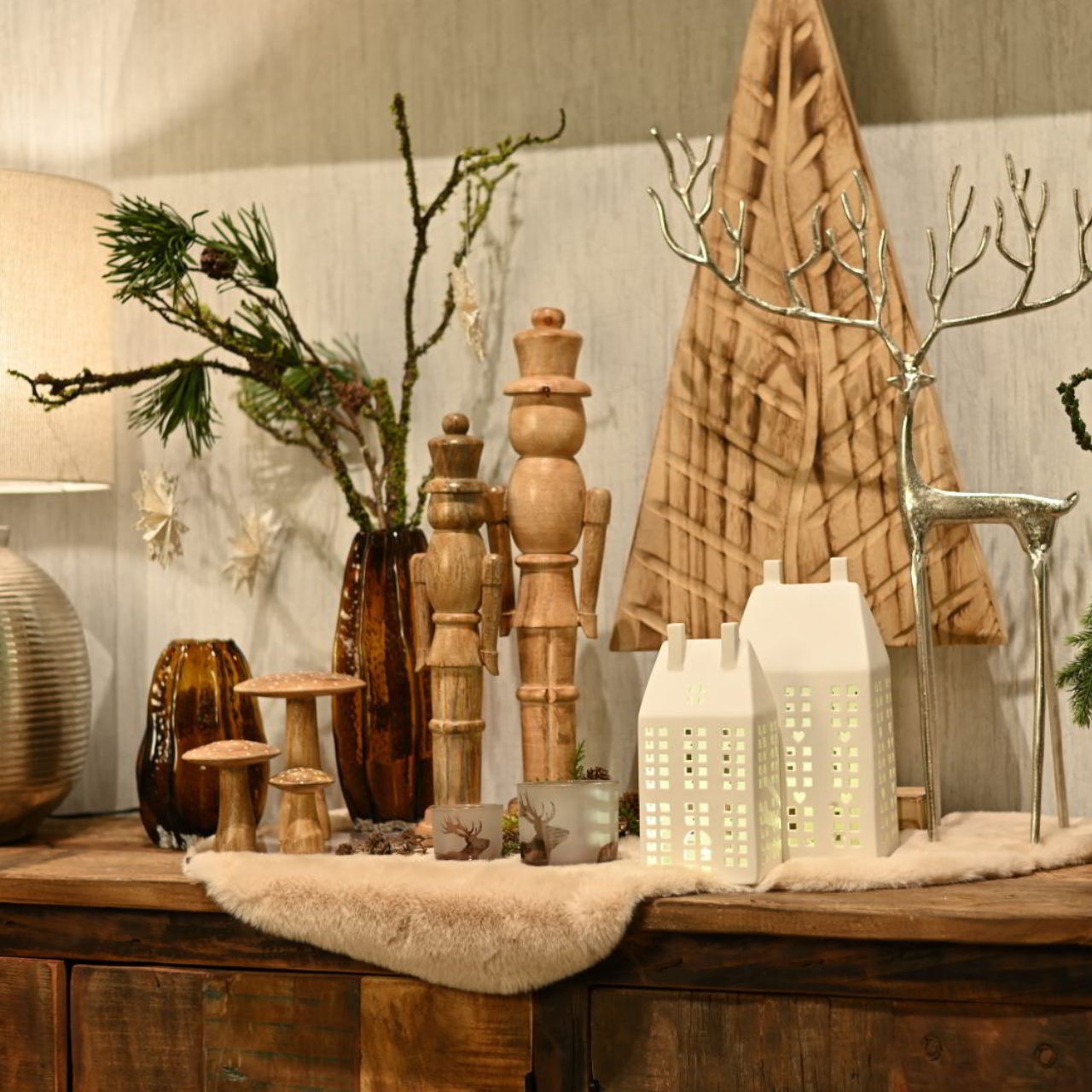 LED lichthuisje van keramiek, 2-voudig, wit (B/H/D) 10x22x8cm Innenarchitektur, Pflanze, Pflanze im Topf, Kunsthandwerk, Holz