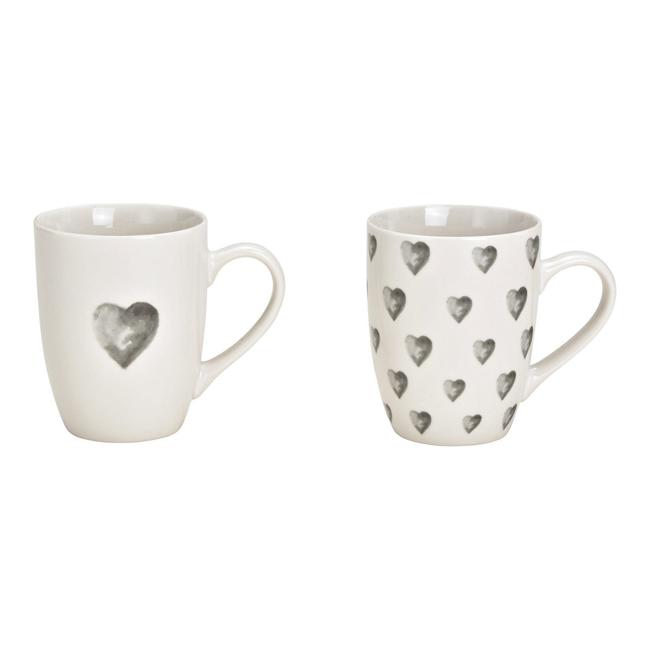 Mug heart decor made of porcelain white 2-fold, (W/H/D) 12x10x8cm 320ml