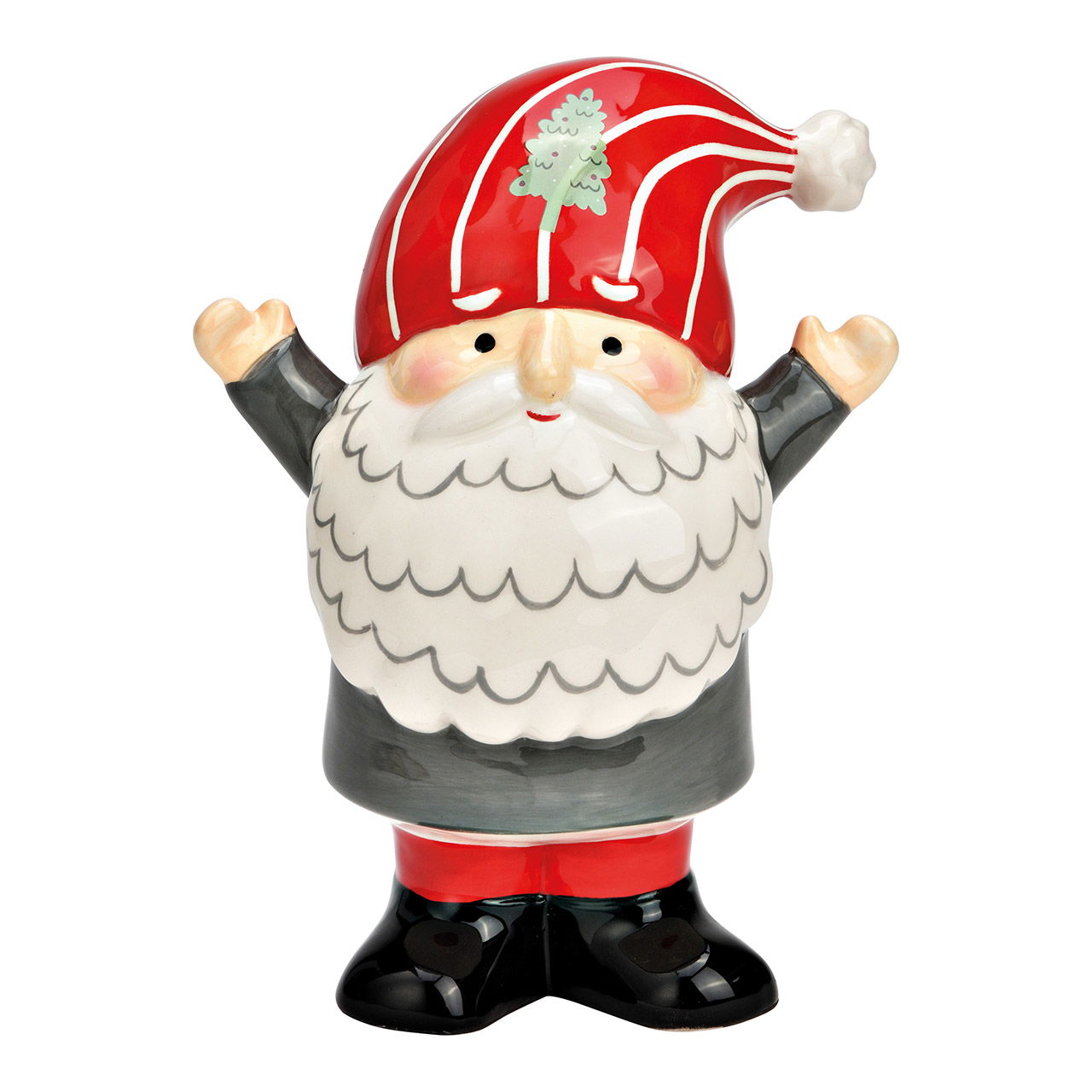 Babbo Natale in ceramica grigio, rosso (L/H/D) 14x16x9cm