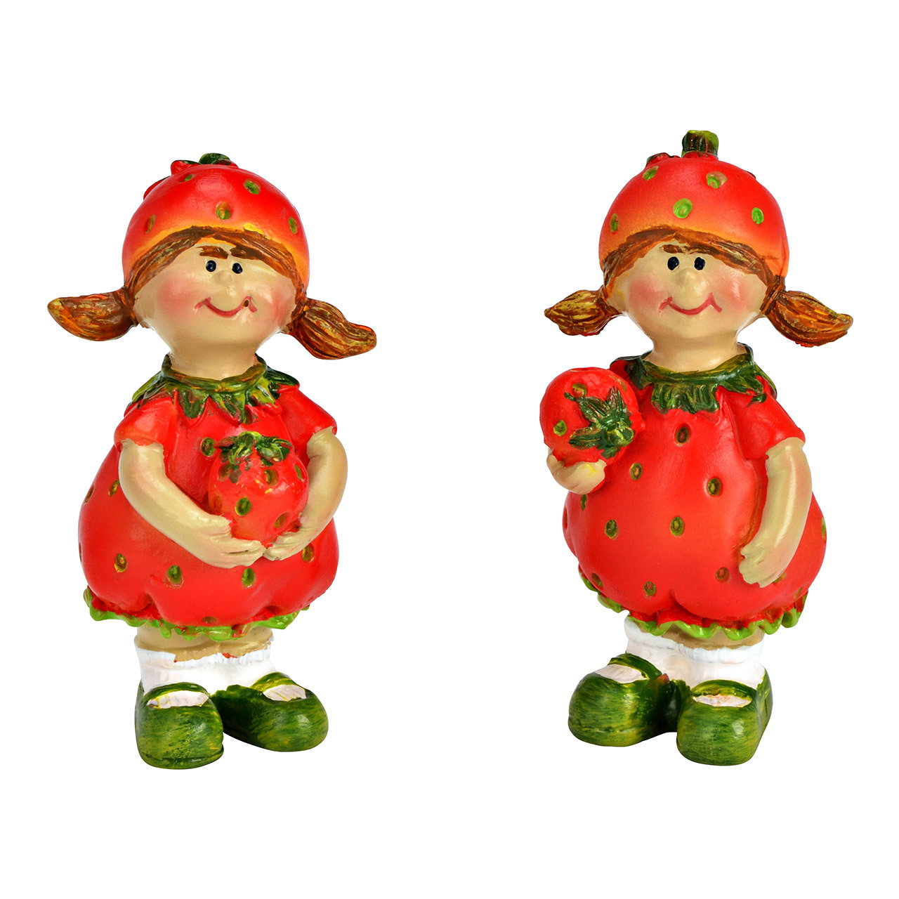 Strawberry girl figurine made of poly, 2-fold, red/green (W/H/D) 3x6x2cm Strawberry girl figurine made of poly, 2-fold, red/green (W/H/D) 3x6x2cm