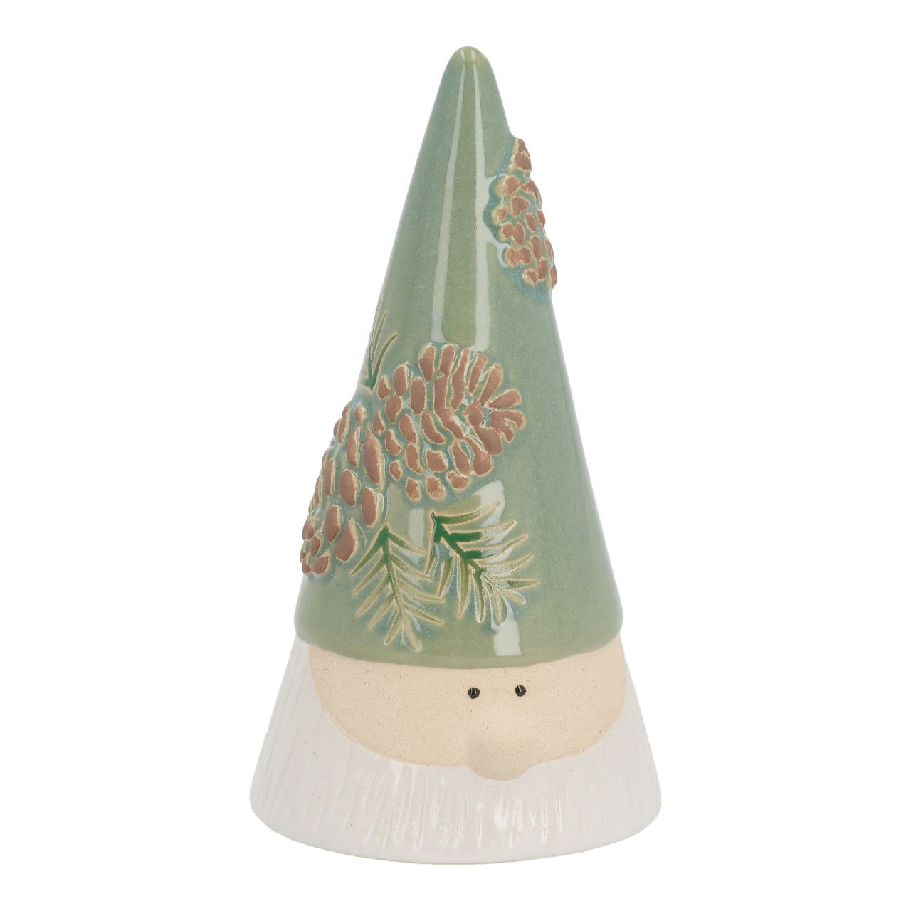 Nikolaus mit Zapfen Mütze aus Steingut Grün (B/H/T) 9x16x9cm Bekleidung, Hut