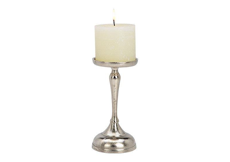 Candle holder made of metal silver (w / h / d) 11x23x11cm