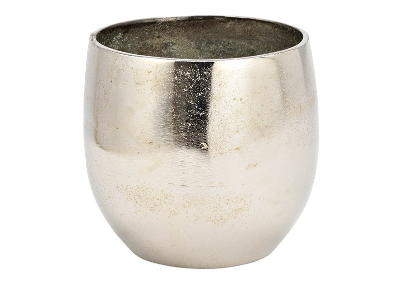 Vaso per piante in metallo argento (L/A/D) 14x13x14cm