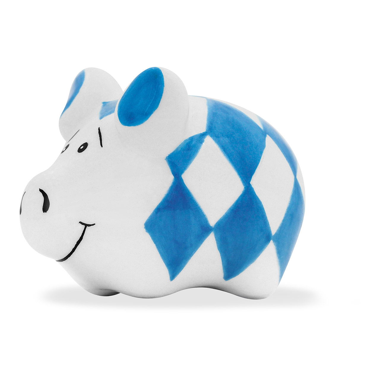 KCG Cochon porte-bonheur Bavaria avec aimant en céramique, blanc/bleu (L/H/P) 4x3x4cm KCG Cochon porte-bonheur Bavaria avec aimant en céramique, blanc/bleu (L/H/P) 4x3x4cm