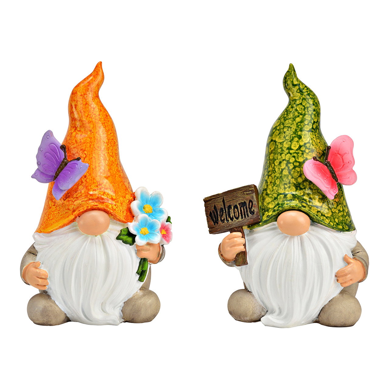 Figura de gnomo de jardín de poliéster, 2 pliegues, verde/naranja (A/A/A) 10x15x7cm Figura de gnomo de jardín de poliéster, 2 pliegues, verde/naranja (A/A/A) 10x15x7cm