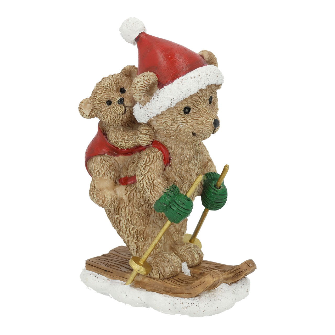 Bär auf Skiern aus Poly Braun (B/H/T) 6x10x4cm Figur