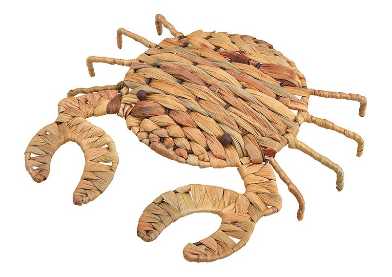 Crabe en jacinthe d'eau, métal naturel (L/H/P) 29x5x29cm