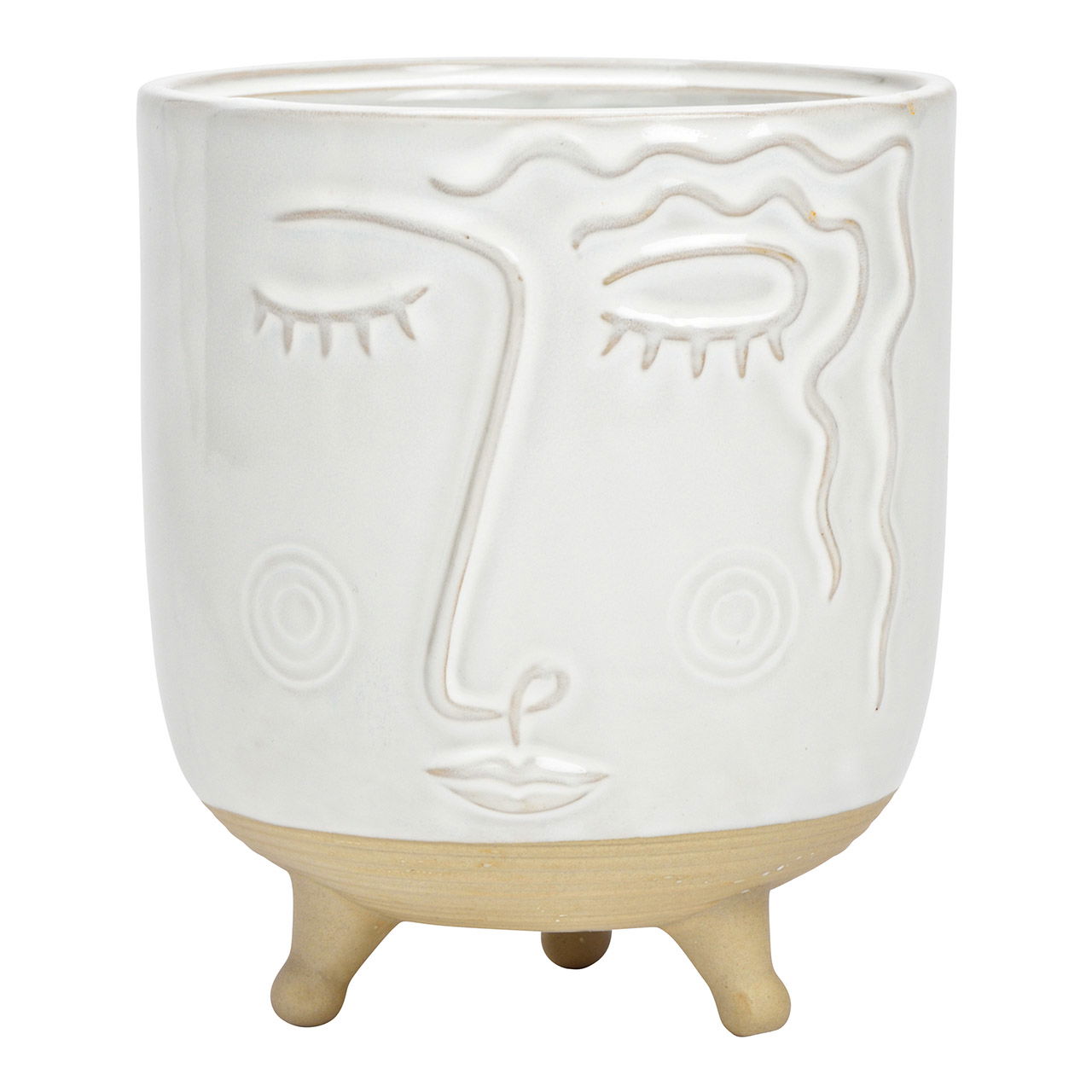 Vase visage en porcelaine blanc/beige (L/H/P) 13x15x13cm