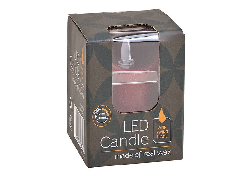 Candle led, flickering light, with timer made of wax bordeaux (w / h / d) 7.5x12.5x7.5cm
