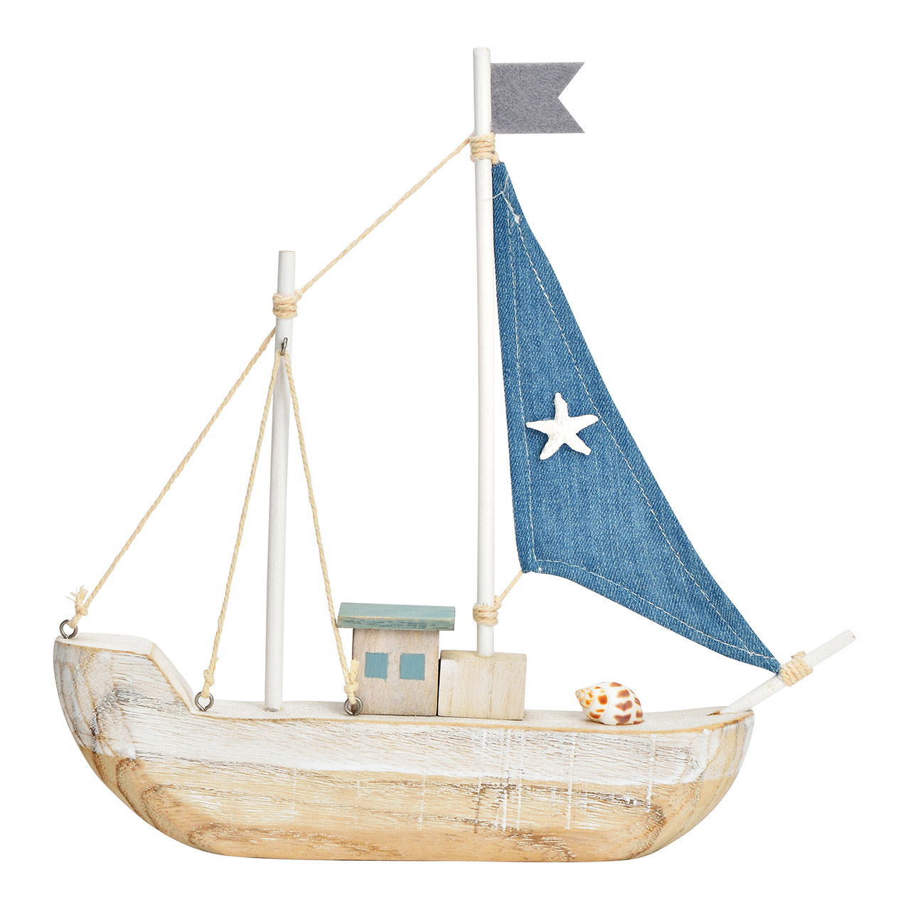 Boot Maritim aus Paulowania Holz blau (B/H/T) 28x29x4cm Boot Maritim aus Paulowania Holz blau (B/H/T) 28x29x4cm