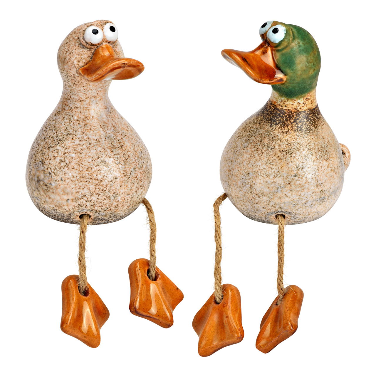 Sgabello Edge duck in gres, juta marrone 2 pieghe, (L/A/D) 7x10x6cm