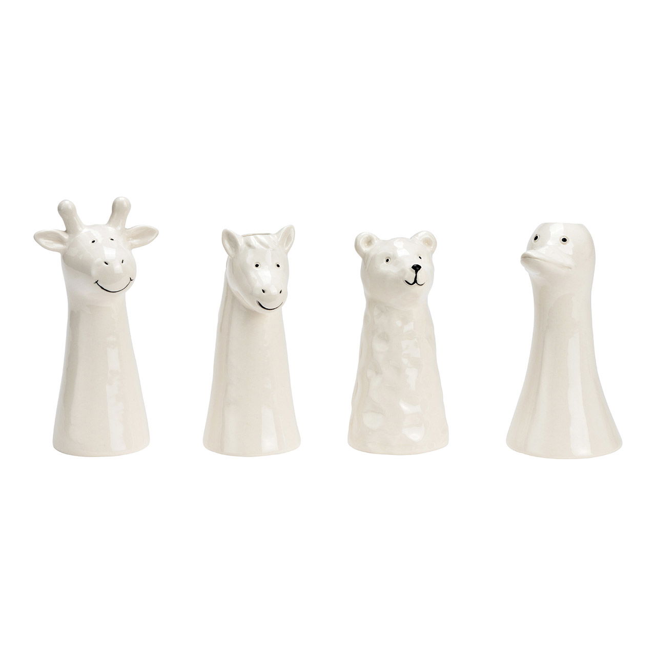 Vase Tiere aus Porzellan weiß 4-fach, (B/H/T) 7x12x5cm Vase Tiere aus Porzellan weiß 4-fach, (B/H/T) 7x12x5cm