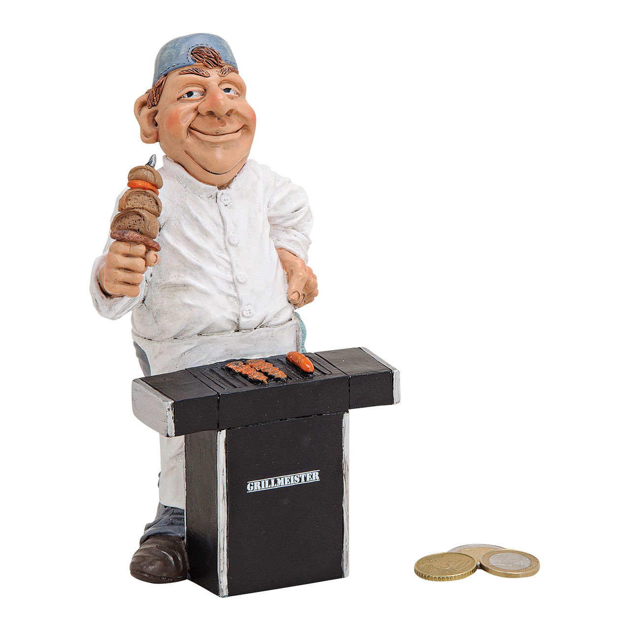 Money box grillmeister, polyresin, white/black, (w/h/d) 11x20x10cm