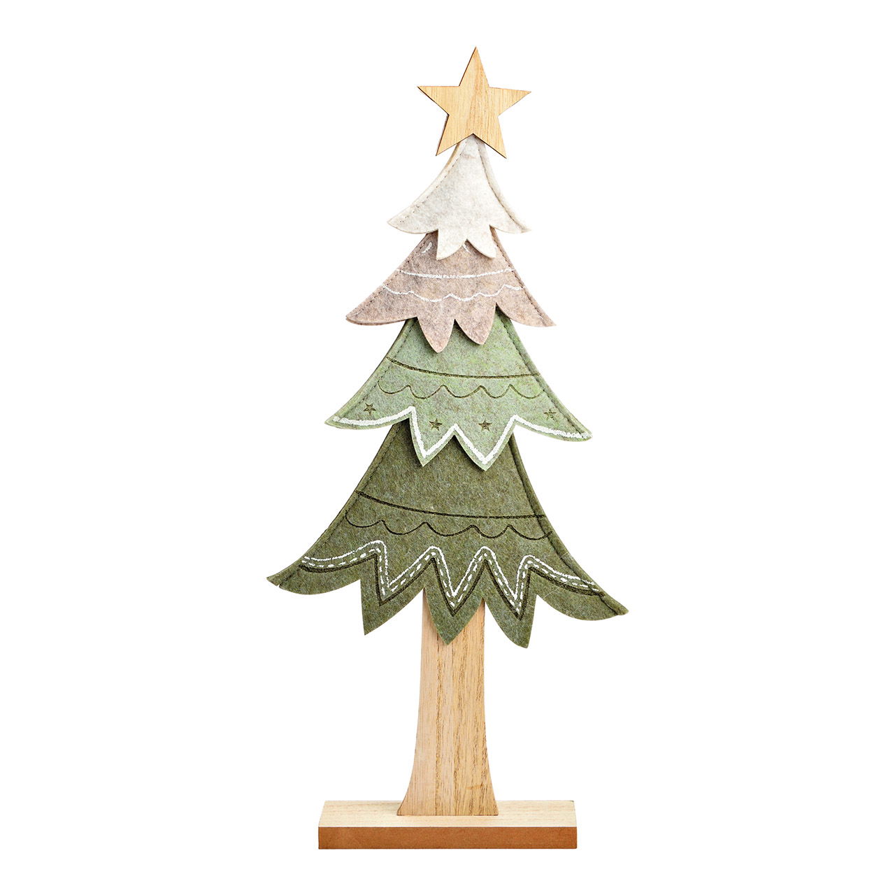 Christmas tree stand on wooden base made of felt green (W/H/D) 20x43x5cm