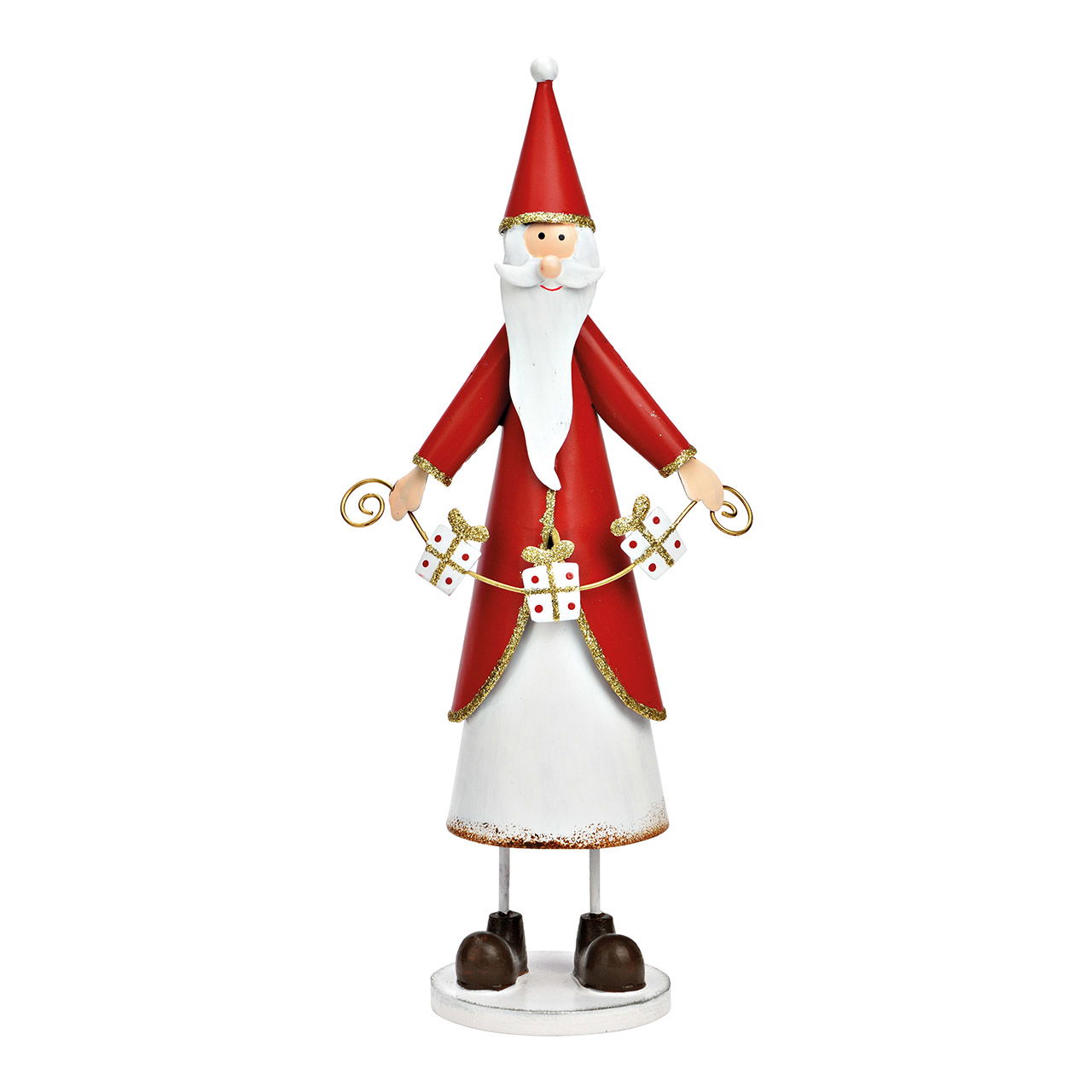 Santa Claus stand with metal gift garland (W/H/D) 12x26x7cm