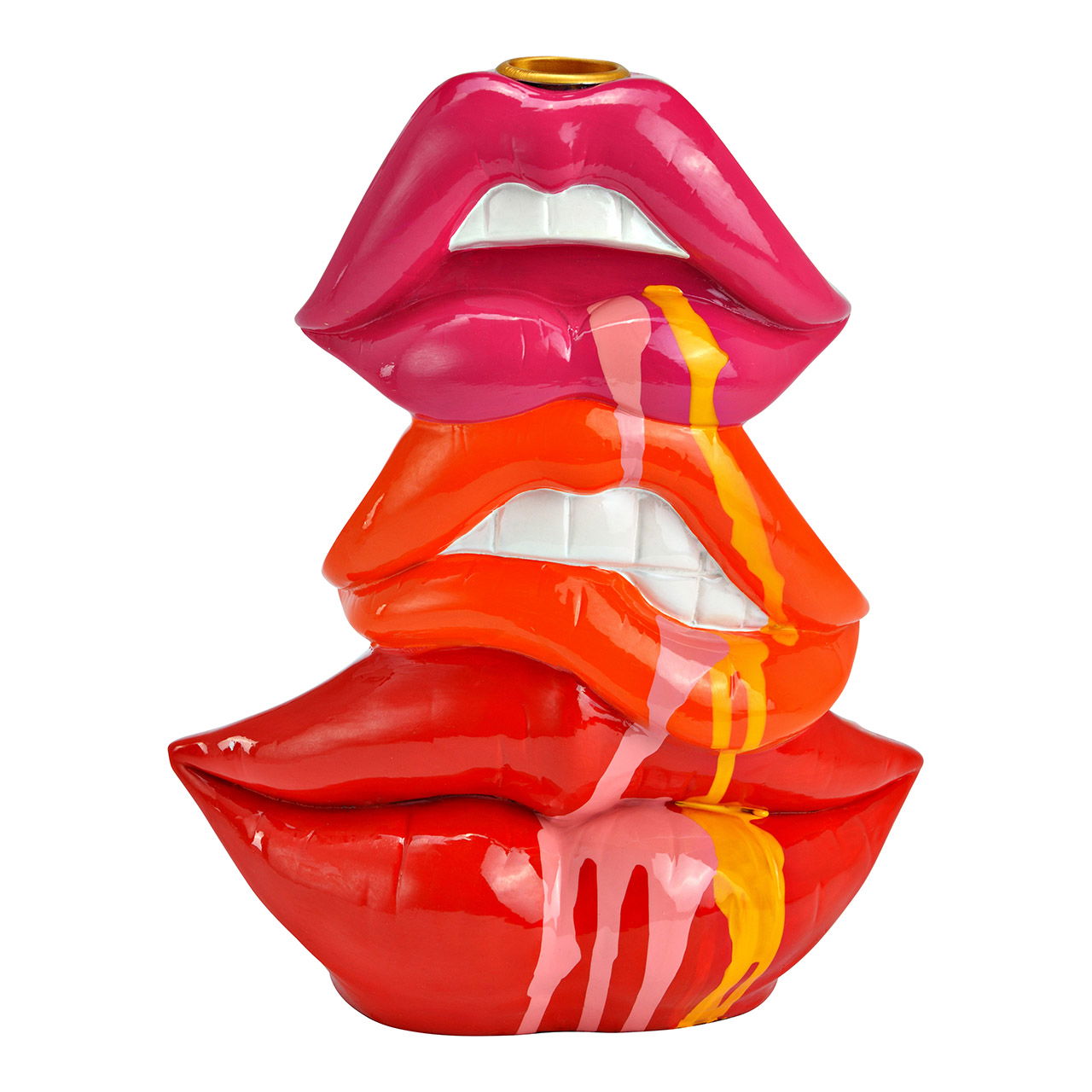 Kerzenhalter Lippen aus Poly, Pink/Rot (B/H/T) 16x20x7cm