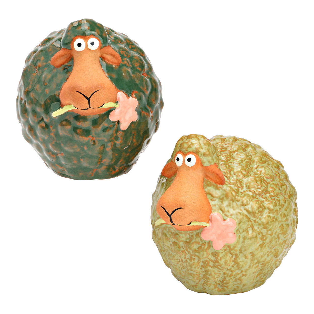 Schaap van steengoed, 2-voudig, groen (B/H/D) 8x8x7cm Essen, Obst, Pflanze, Produzieren