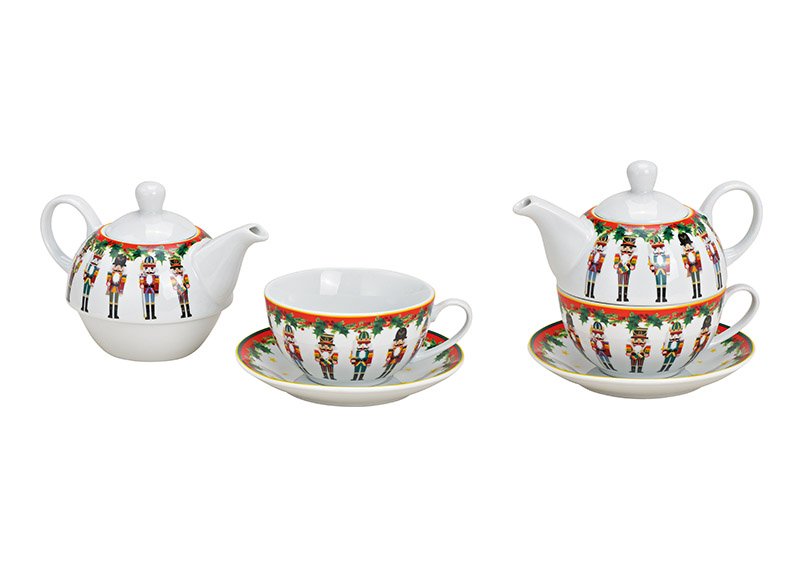 Porcelain teapot set, nutcracker, set of 3, (w / h / d) 16x15x15cm, 400ml / 200ml