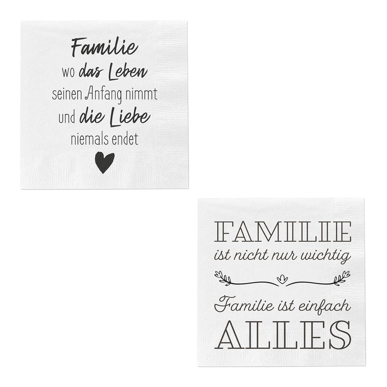 Lot de 20 serviettes Famille en papier/carton Blanc 2 plis, (L/H) 33x33cm