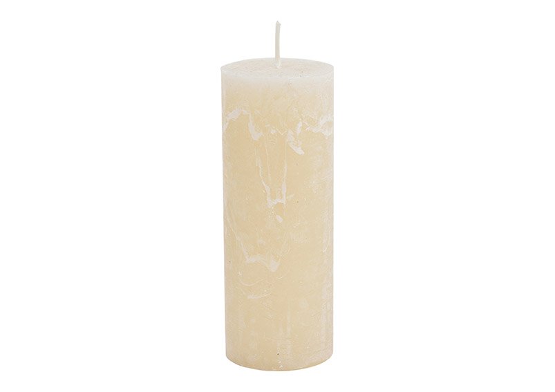 Candle 6,8x18x6,8cm wax sand light beige 