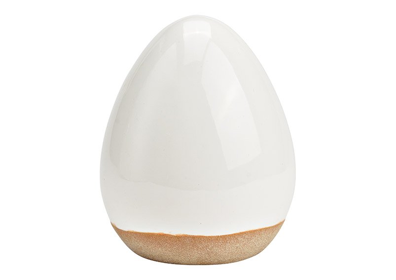 Huevo de cerámica blanco (A/A/P) 9x11x9cm