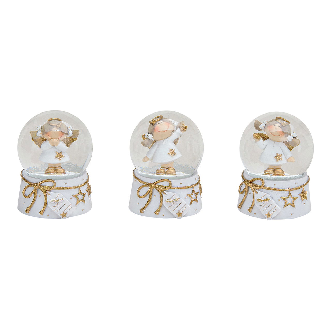 Schneekugel Engel aus Glas/Poly, 3-fach sortiert, 6x9x6cm Schneekugel Engel aus Glas/Poly, 3-fach sortiert, 6x9x6cm