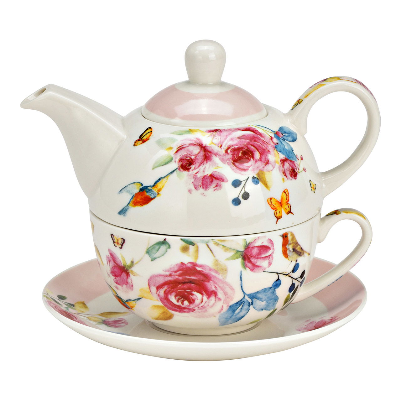 Theepot set rozen decor set van 3, gemaakt van porselein roze (B/H/D) 15x16x15cm 400ml/250ml Theepot set rozen decor set van 3, gemaakt van porselein roze (B/H/D) 15x16x15cm 400ml/250ml