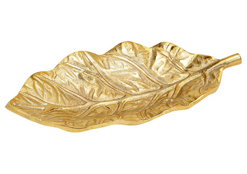 Deko Schale Blatt aus Metall Gold (B/H/T) 24x3x12cm