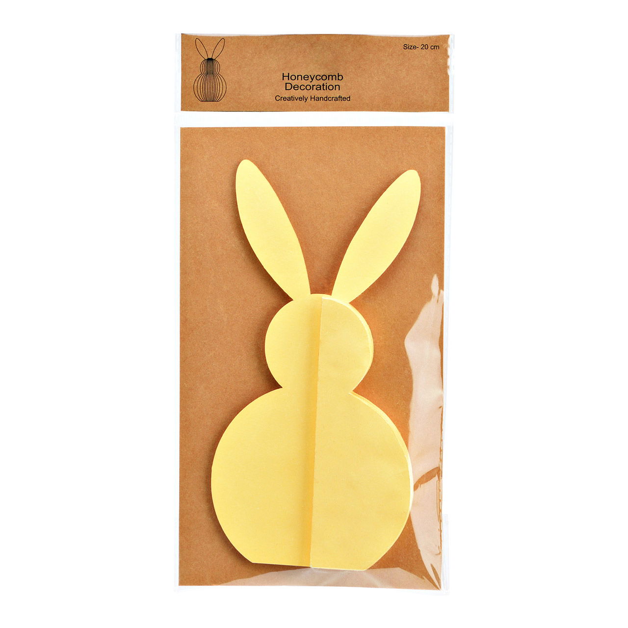 Honeycomb bunny made of paper/cardboard yellow (W/H/D) 11x20x11cm