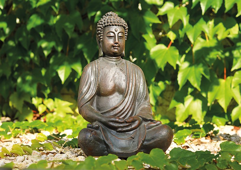 Buddha seduto in brownof poly, 24 x 23 x 38 cm