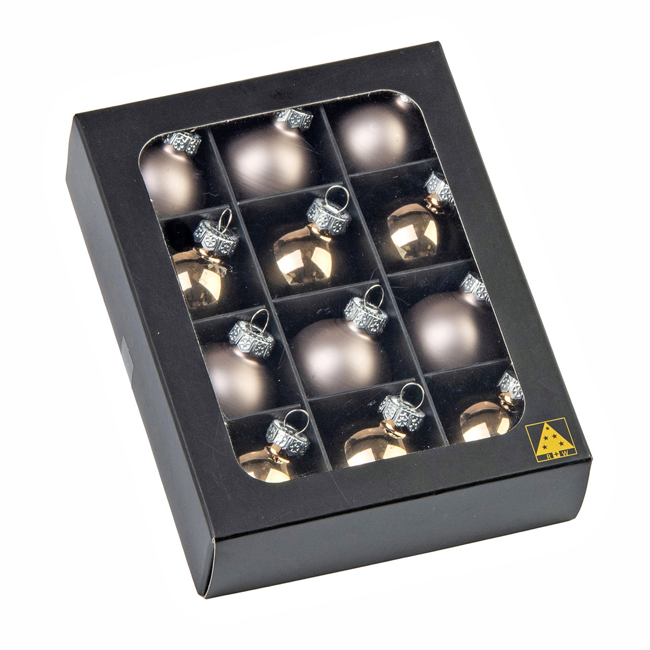 Weihnachtskugel RW_16366 aus Glas Braun 12er Set (B/H/T) 3x3x3cm Weihnachtskugeln, Kugeln, Dekorationsset, Metallische Kugeln, 12er Pack
