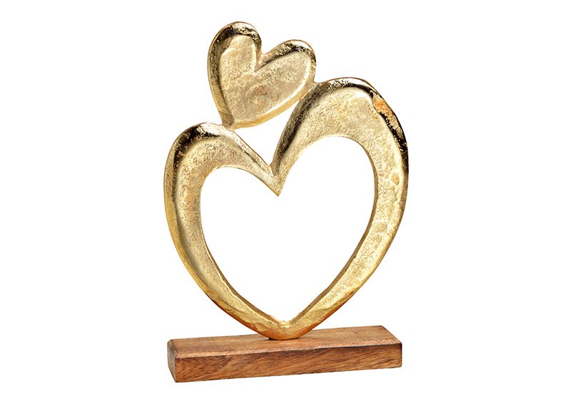 Stand heart of metal / mango wood gold (W/H/D) 22x31x8cm