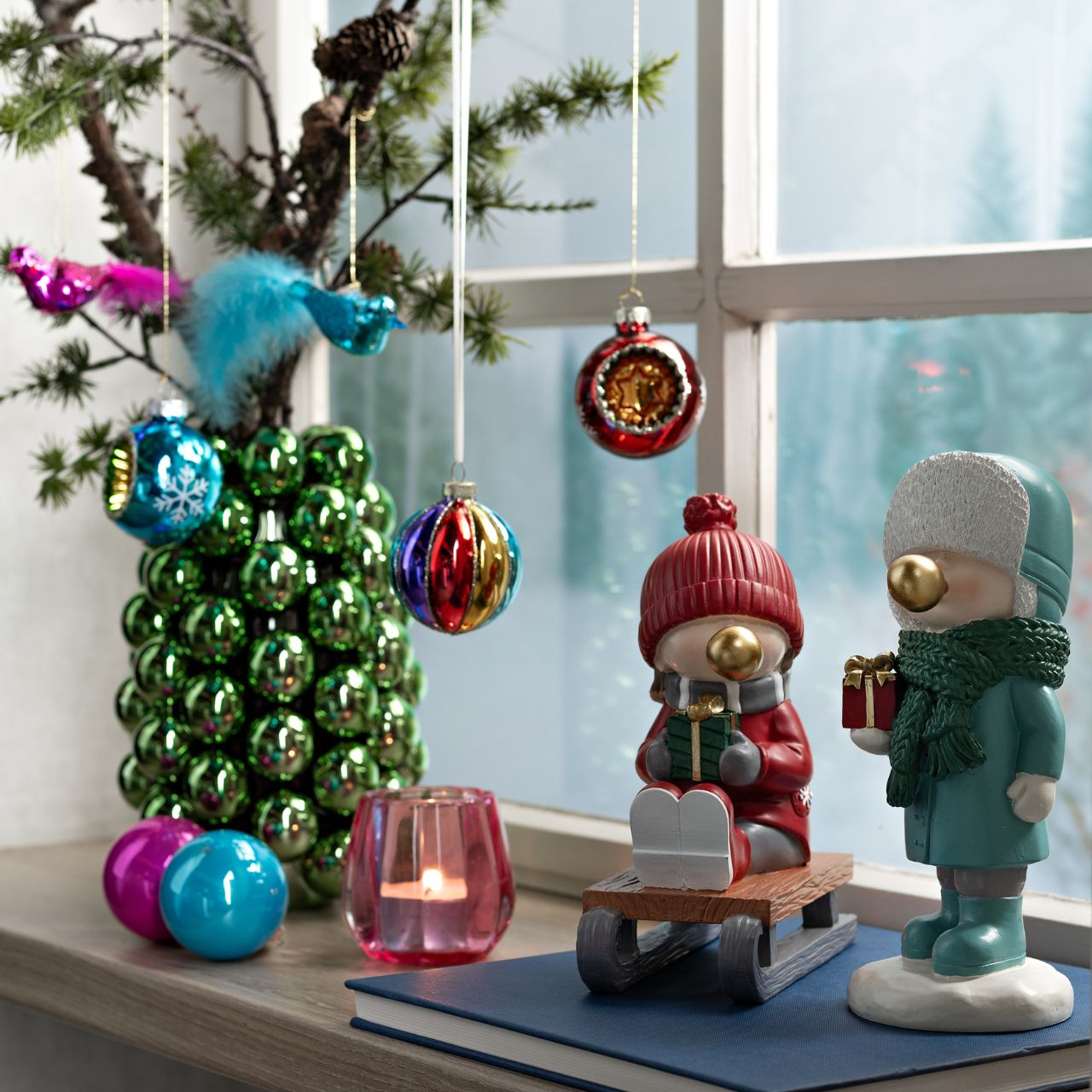 Weihnachtsdeko, Christbaumkugeln, Figur, Schneemann, Kerze