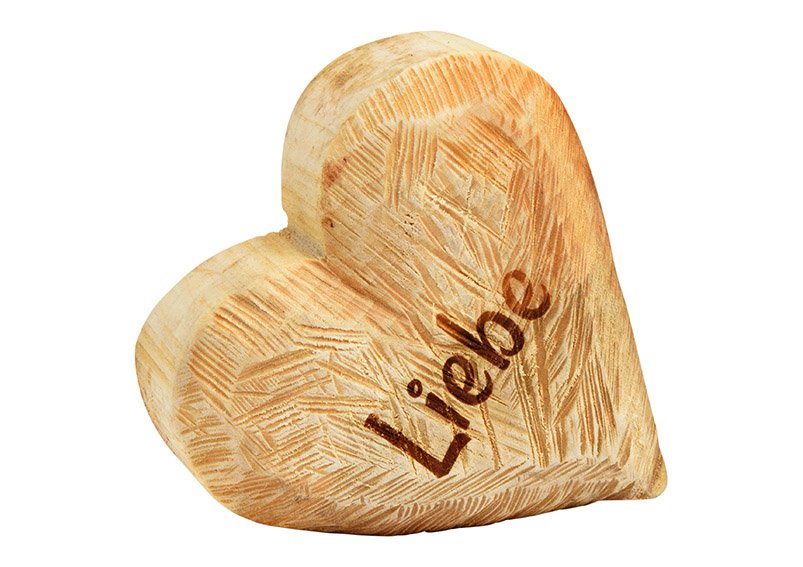 Cœur en bois de peuplier , amour, nature (L/H/P) 15x15x8cm