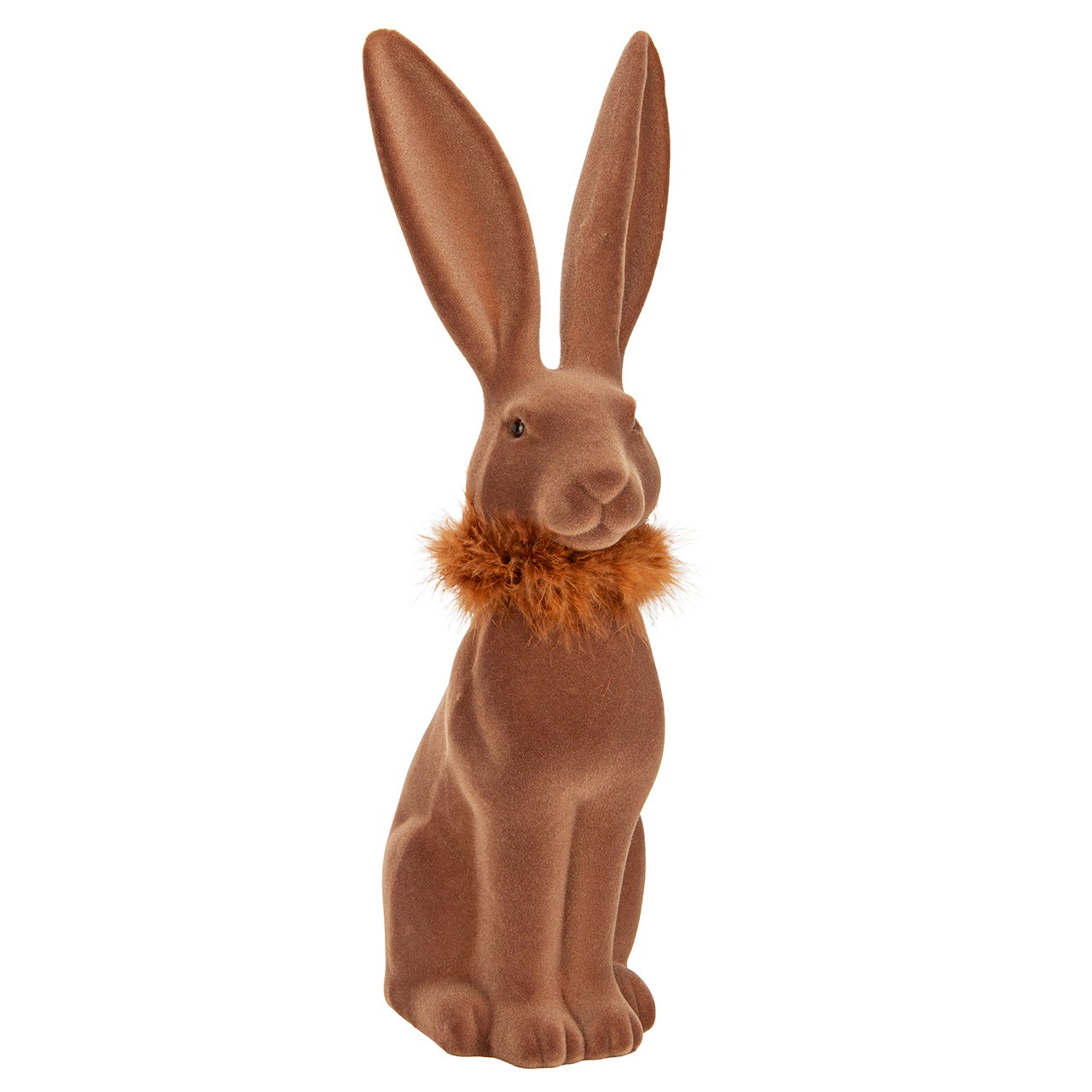 Osterhase, Stoffhase, Samtfell, braun, Schnurrfell-Kragen