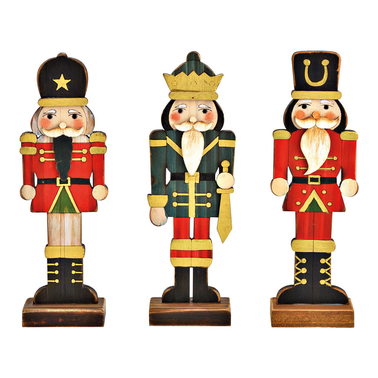 Stands nutcracker of wood colorful 3-fold, (W/H/D) 6x18x4cm