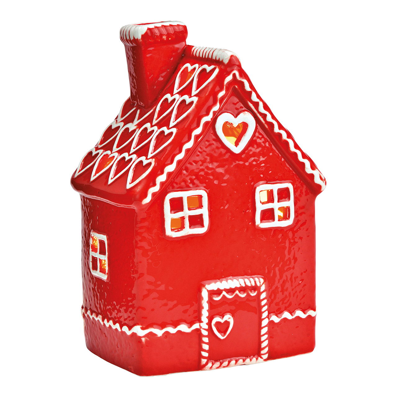 Lichthaus Lebkuchen aus Keramik, Rot (B/H/T) 10x16x8cm