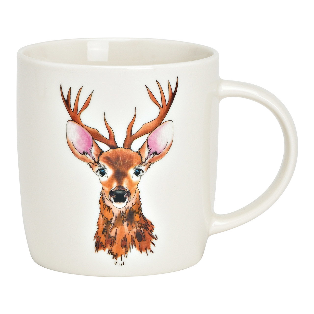 Taza decoración ciervo de porcelana blanca (A/A/D) 12x9x9cm 350ml Taza decoración ciervo de porcelana blanca (A/A/D) 12x9x9cm 350ml