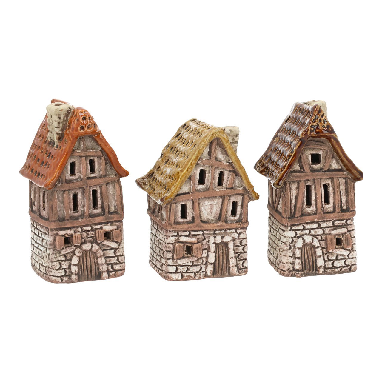 Casita LED de gres marrón 3 surtidos (A/A/P) 5,6x11,7x6,4cm 2xLR44 Auf dem Land, Hütte, Natur, Im Freien, Ländlich