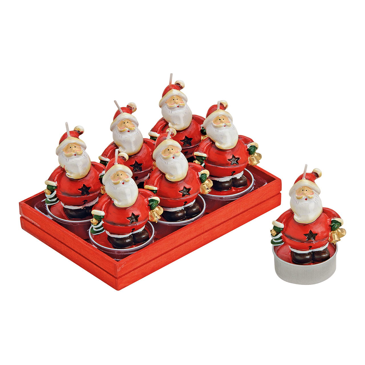 Set de 6 bougies chauffe-plat Père Noël (L/H/P) 4x6x4 cm Set de 6 bougies chauffe-plat Père Noël (L/H/P) 4x6x4 cm