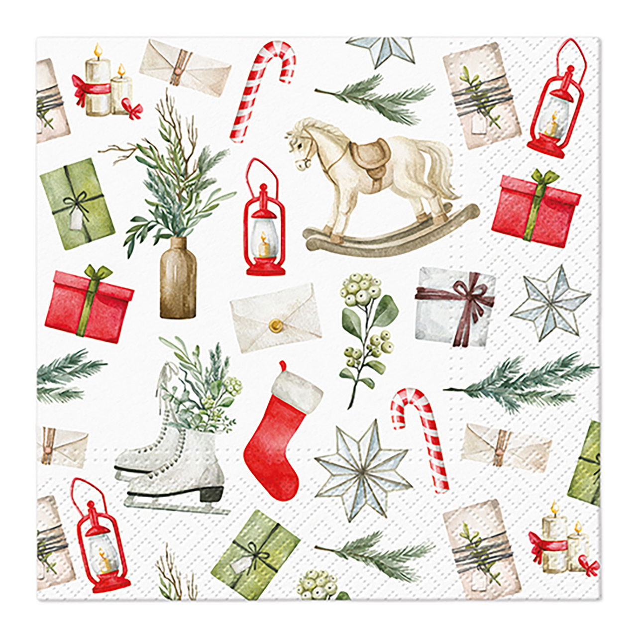 Christmas decor paper/cardboard napkin, 3-ply, pack of 20, colorful (W/H) 33x33cm Christmas decor paper/cardboard napkin, 3-ply, pack of 20, colorful (W/H) 33x33cm