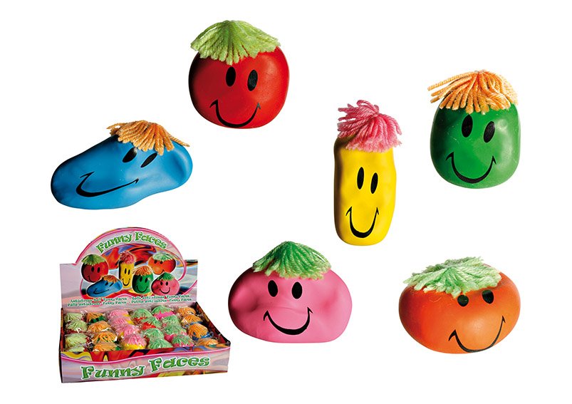 Antistress ball plastic with sand filling funnyface 6 designs 8 cm