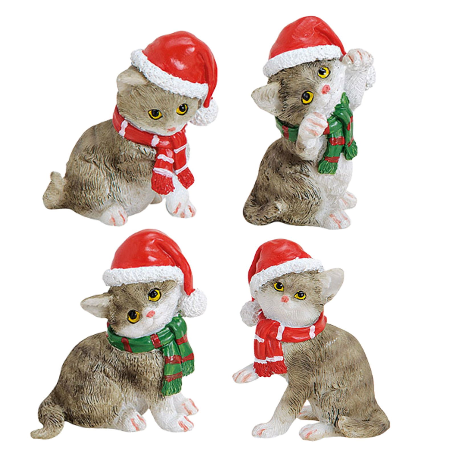 Katze mit Weihnachtsmütze aus Poly Bunt 4-fach, (B/H/T) 4x5x3cm Figur, Spielzeug