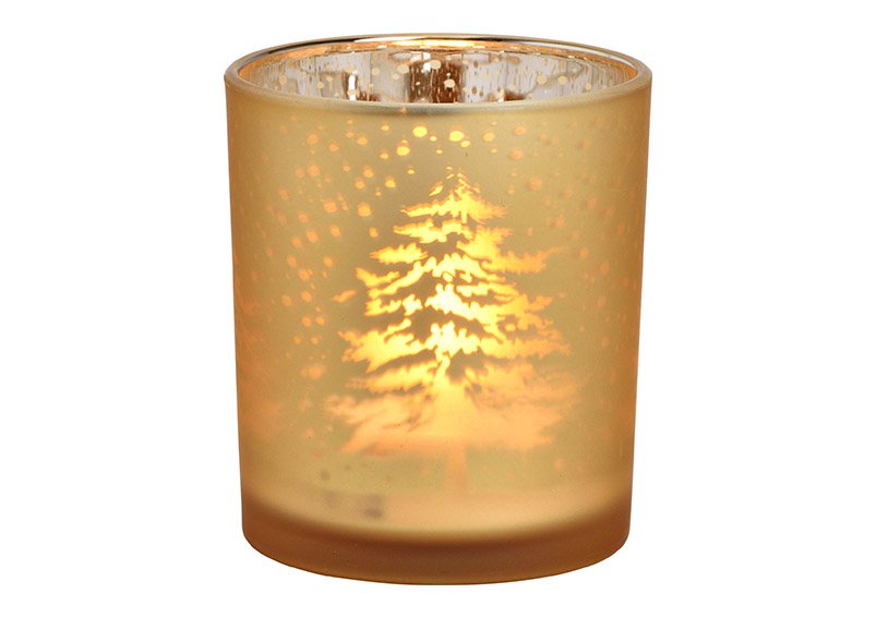 Vento leggero foresta invernale decorazione in vetro champagne (L/H/D) 9x10x9cm